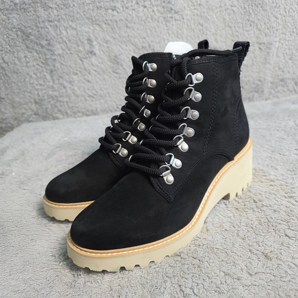 Dolce Vita Women's Black Suede Lace Up Lug Sole Hiker‎ Boots Size 8